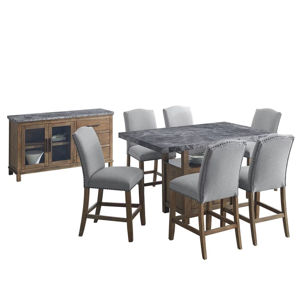 Gray Marble Counter 8-Piece Dining Set A687302