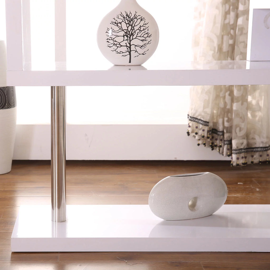 White 4 Tier L-Shaped Computer Desk with Shelves P649