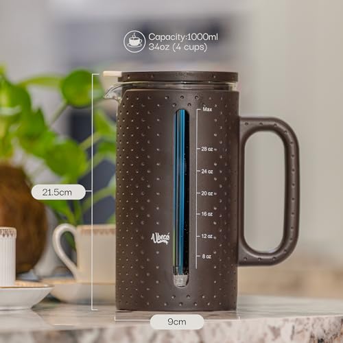 34oz French Press Coffee Maker Borosilicate Glass Carafe BPA-Free F739780