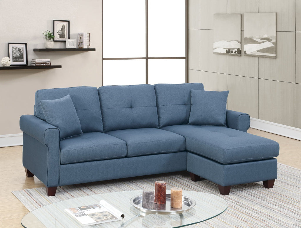 Blue Reversible Sectional Sofa Chaise G3447