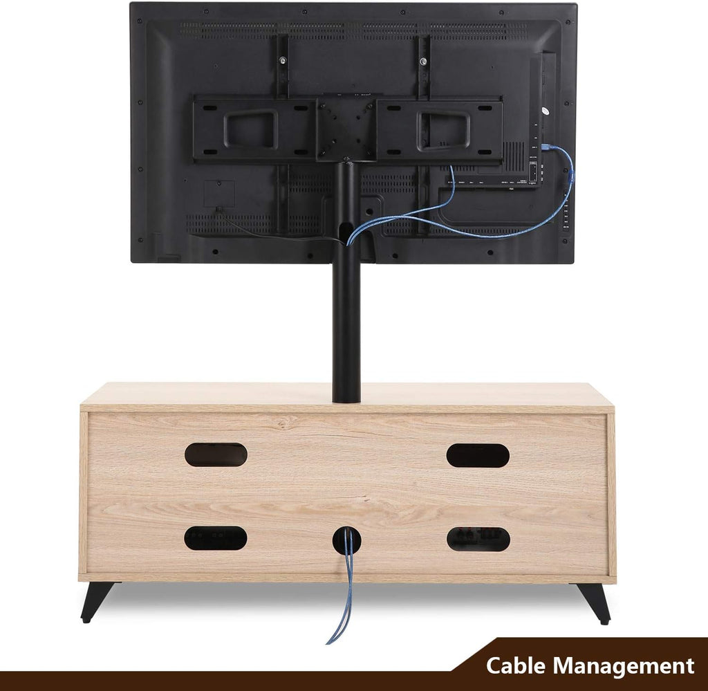 Rolling Wood Corner TV Console Stand with Wheels and Cabinets for up to 60 inch TVs, Walnut S376380