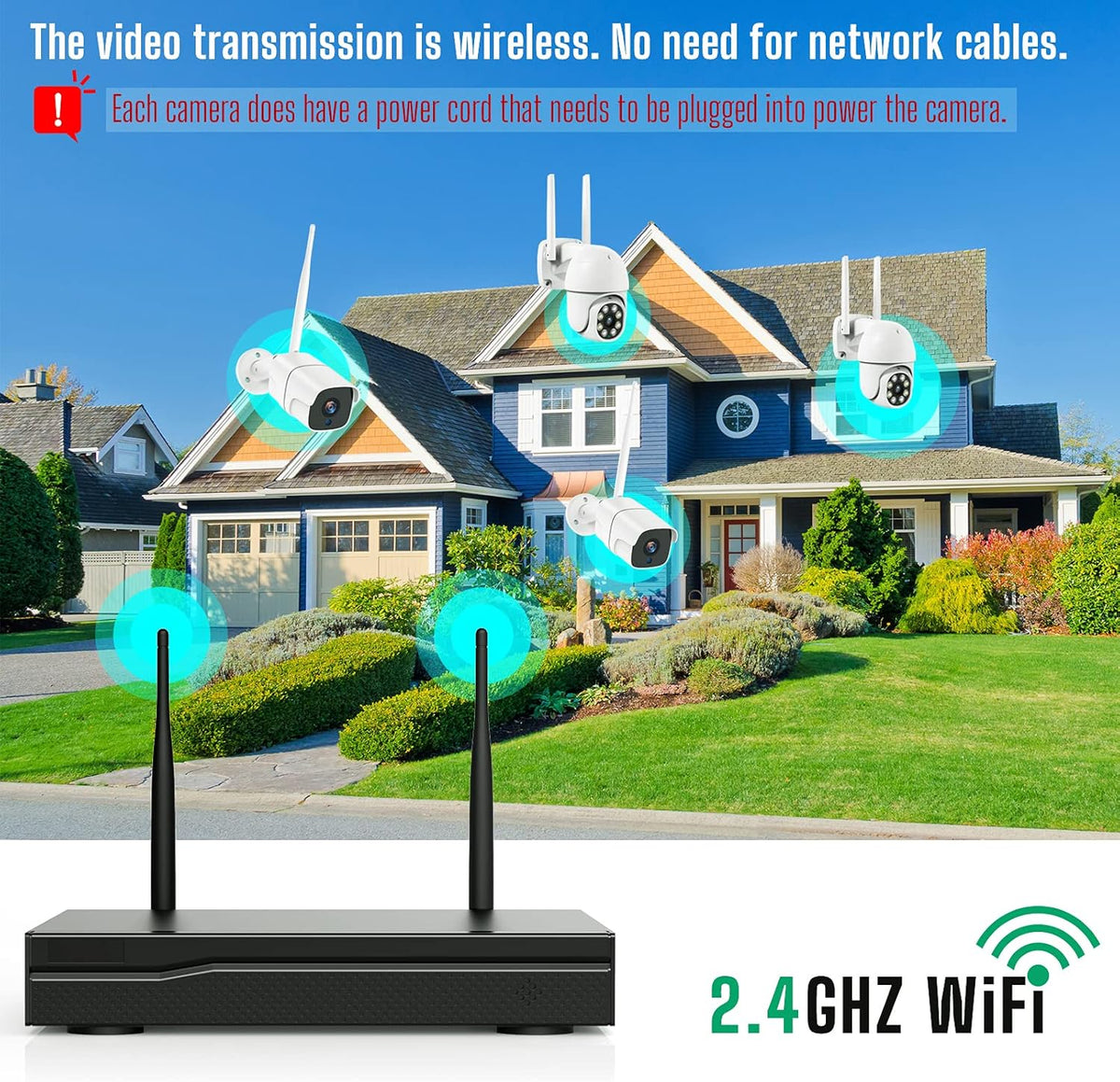 Wireless WiFi 3MP Outdoor Security Camera System with 1TB Hard Drive J5975