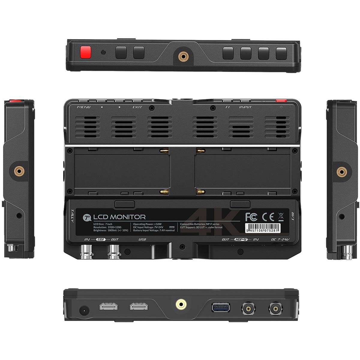 7x22 4K HDMI/3G-SDI On-Camera Monitor A18774