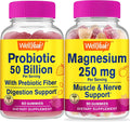 Probiotics 50B+ Prebiotics Magnesium Citrate 250mg Gummies Bundle Gluten Free GMO Free Chewable Gummy Vitamin Supplement G774551