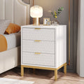 White and Gold 3 Drawer Nightstand R760303