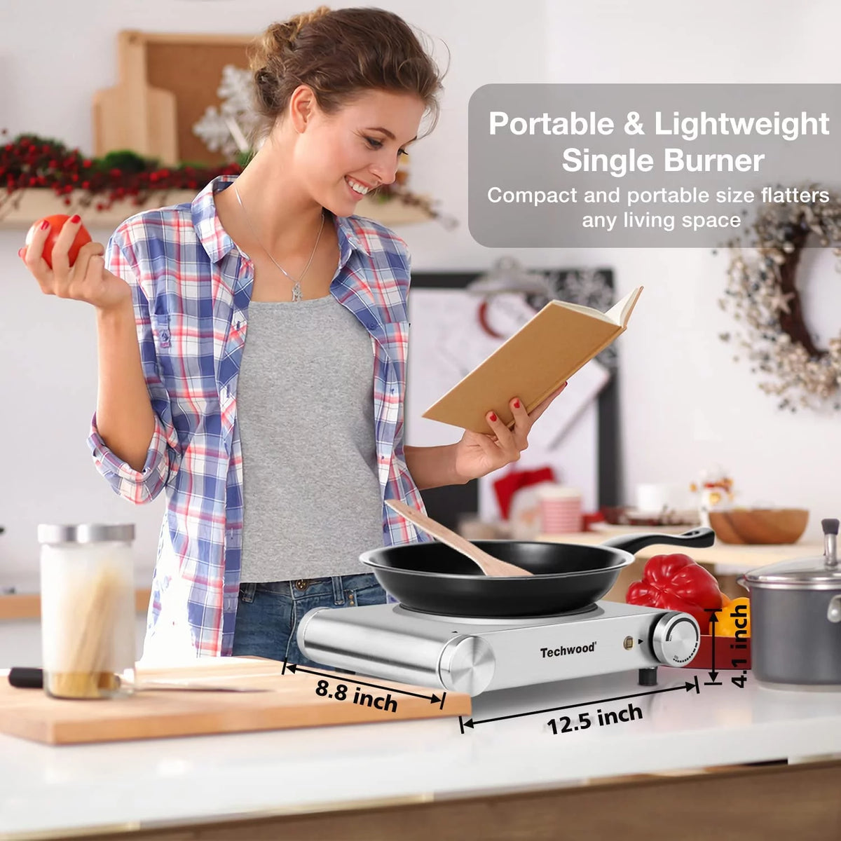 1200W Portable Infrared Electric Single Burner Stainless Steel T44470