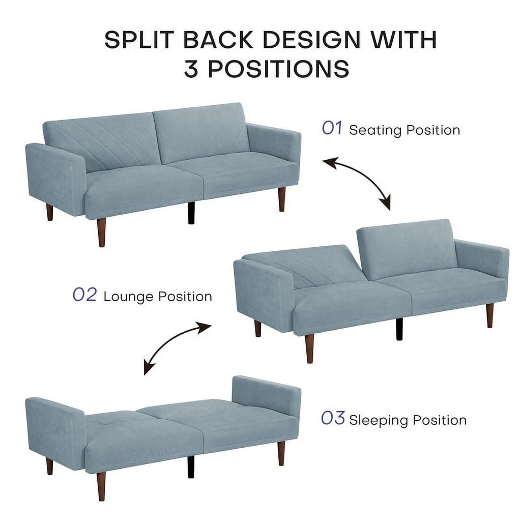 Blue Convertible Futon Sofa Bed S561413