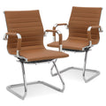 2 Pack Faux Leather Metal Sled Base Conference Chair F62626