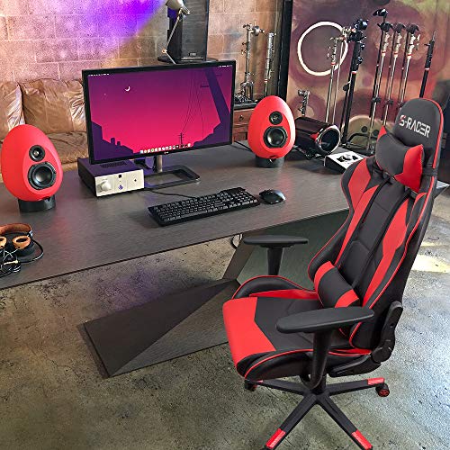 White Ergonomic Leather Gaming Chair with Headrest and Lumbar Support X229