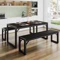 Black Dining Table Set with Two Benches R10398