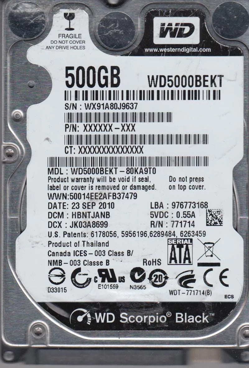 500GB SATA 2.5 Hard Drive B27427