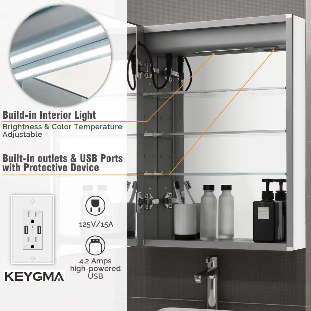 20 x 26 Inch Led Medicine Cabinet with Mirror D7903