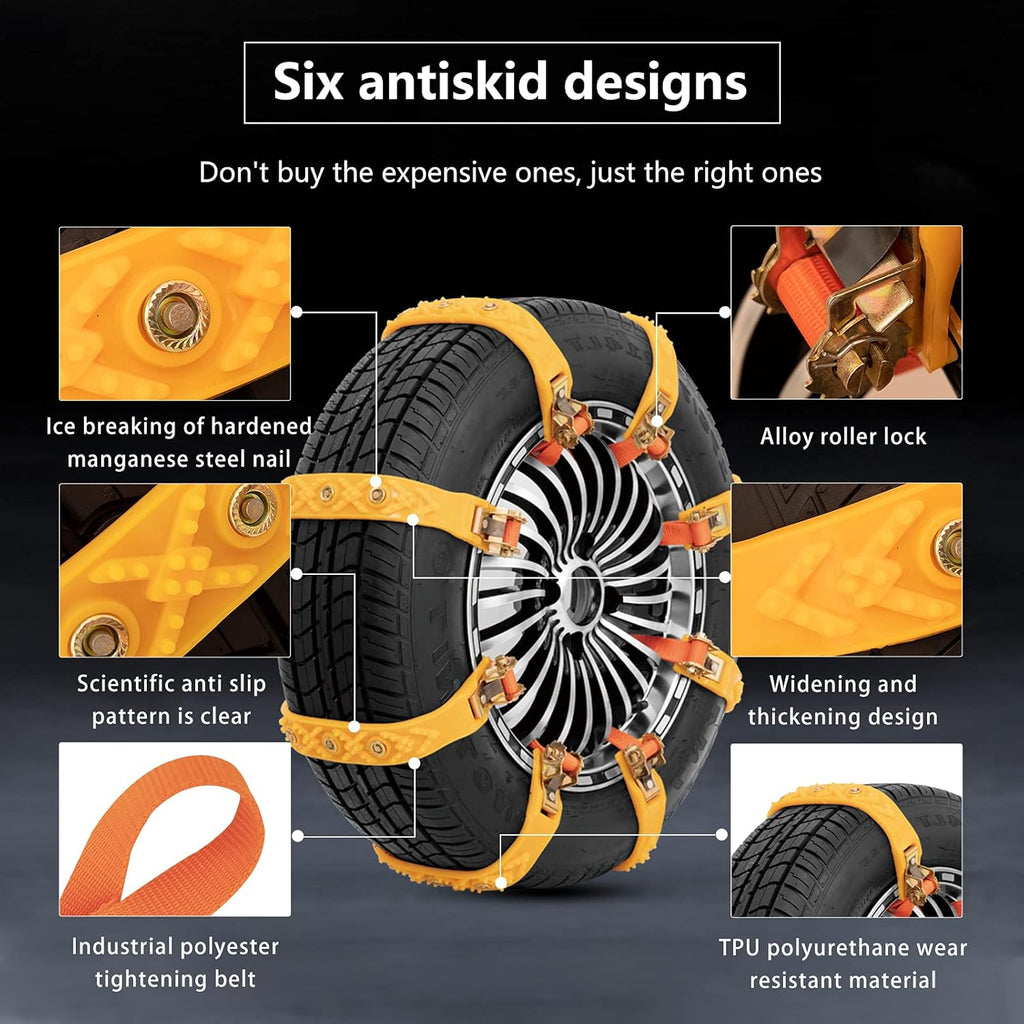 Adjustable Snow Chains for Cars SUV Pickup B37452