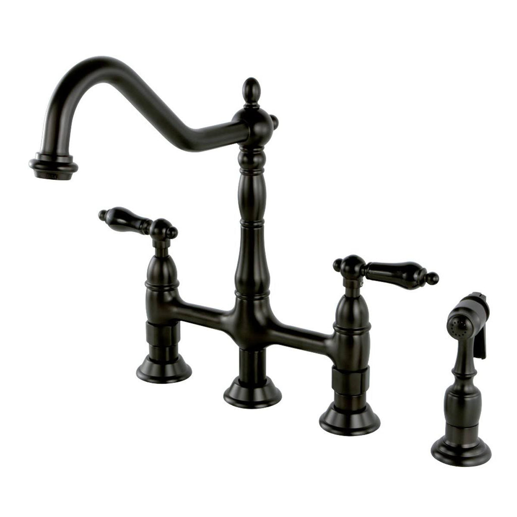 Bridge Kitchen Faucet with Brass Sprayer, Polished Brass M304562