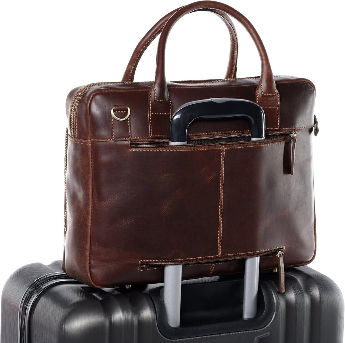 Leather Laptop Bag 15 Brown-Cognac U716