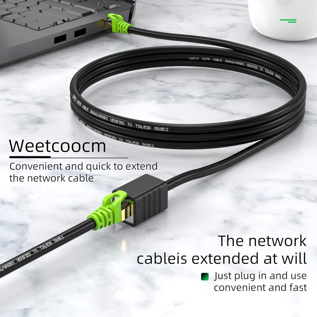 Ethernet Extension Cable 25ft Cat6a Shielded RJ45 Male to Female Y22769