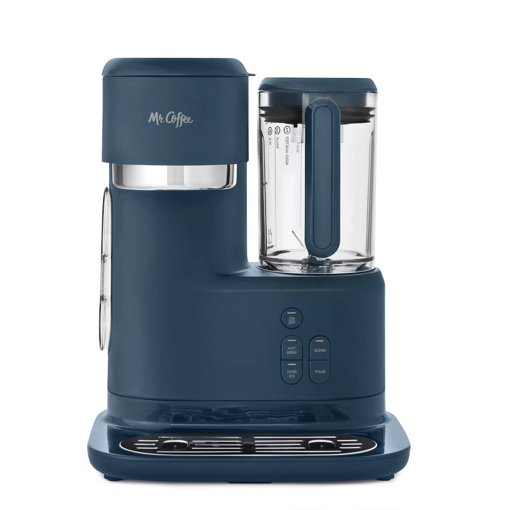 Navy Blue Single Serve Iced and Hot Coffee Maker and Blender C156589