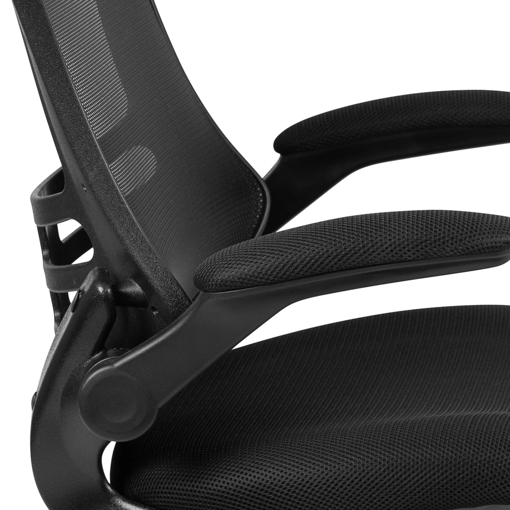Black Mesh Swivel Ergonomic Task Office Chair with Flip-Up Arms B348