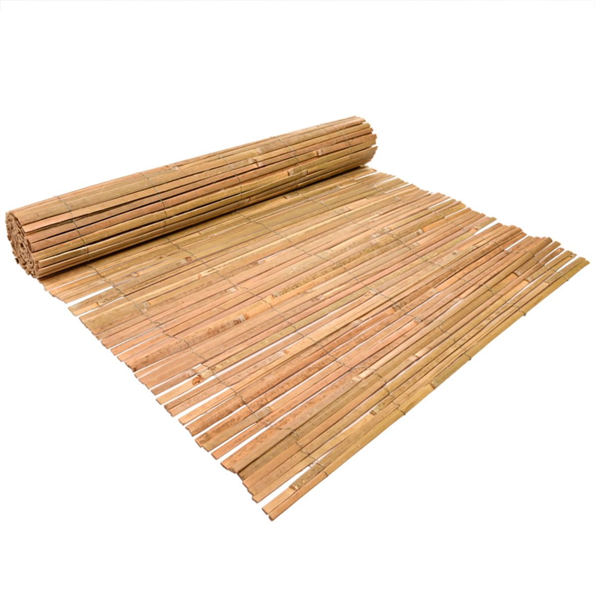 Natural Raw Split Bamboo Slat Fence 6 ft H x 6 ft L 2-Pack G9410