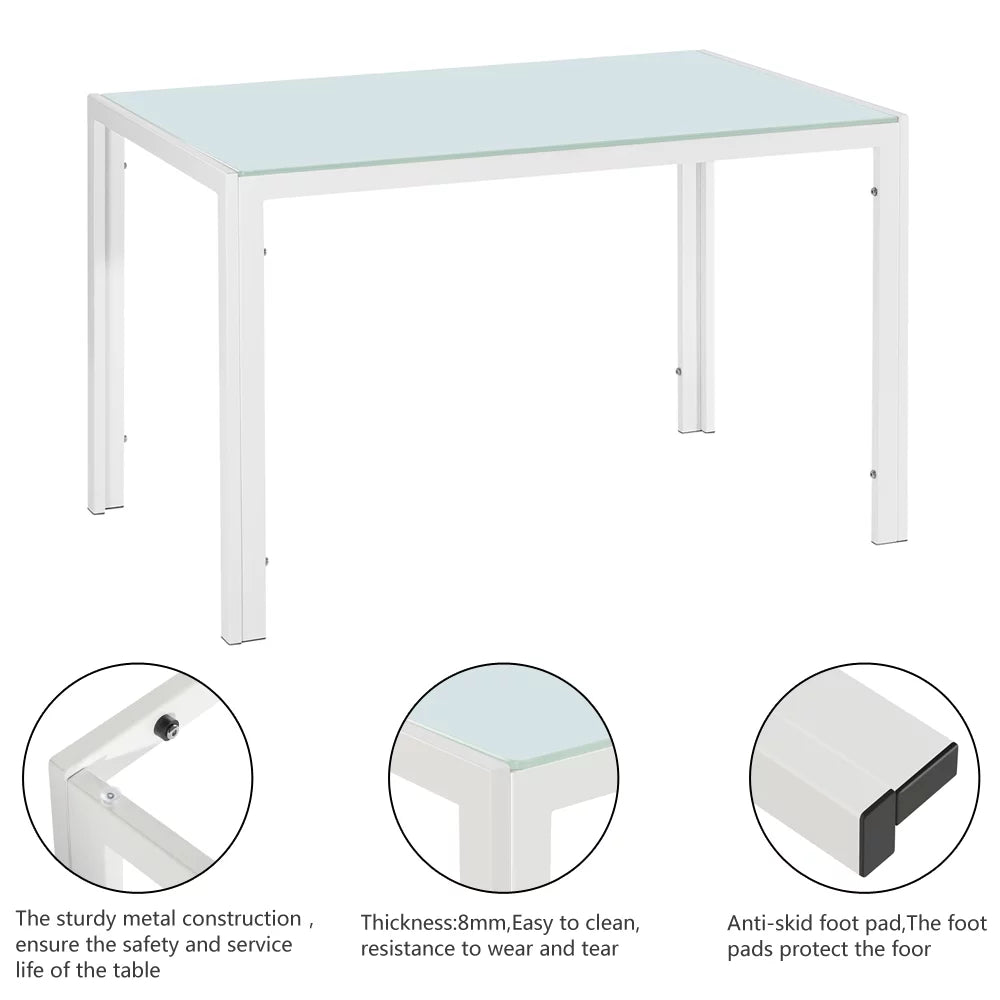 Glass Dining Table with 4 Metal Legs K456