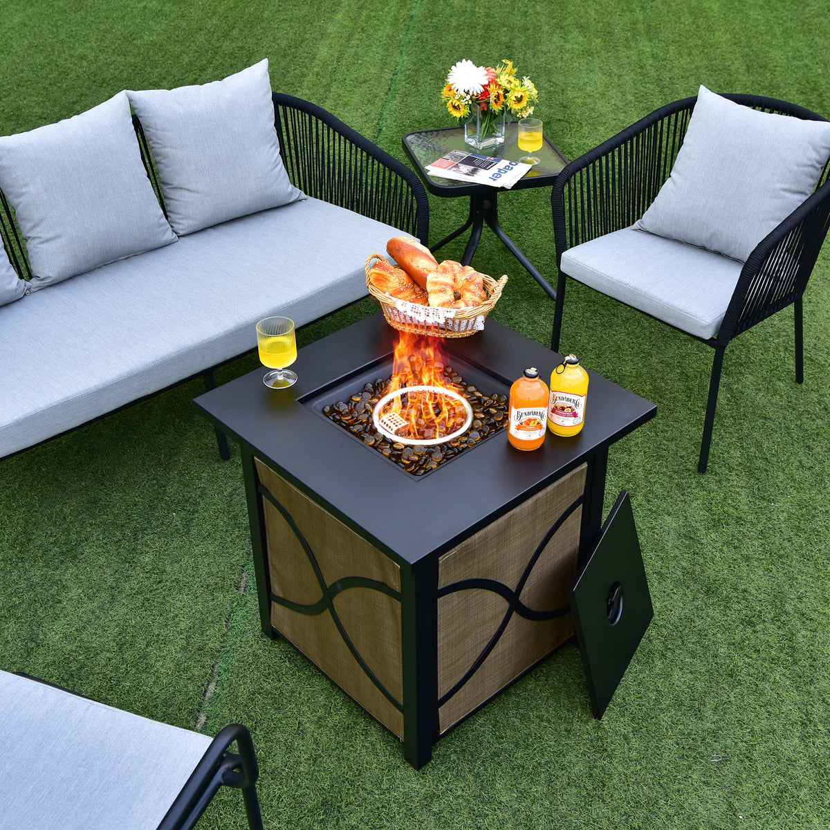 25-Inch Square Propane Fire Pit Table 40000 BTU U59943