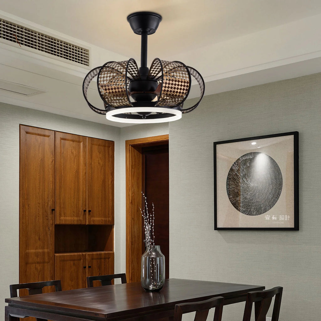 19'' Black Ceiling Fan with Light and Remote Control A497