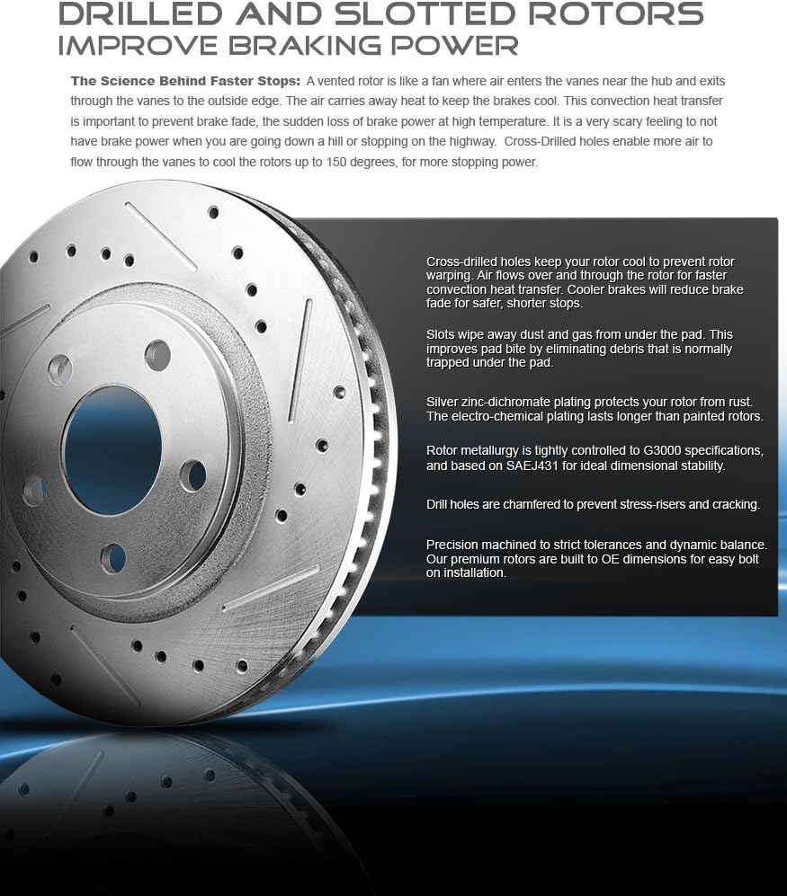 260mm Front + 258mm Rear 4 Lug Rotors + Ceramic Brake Pads + Clips N53948
