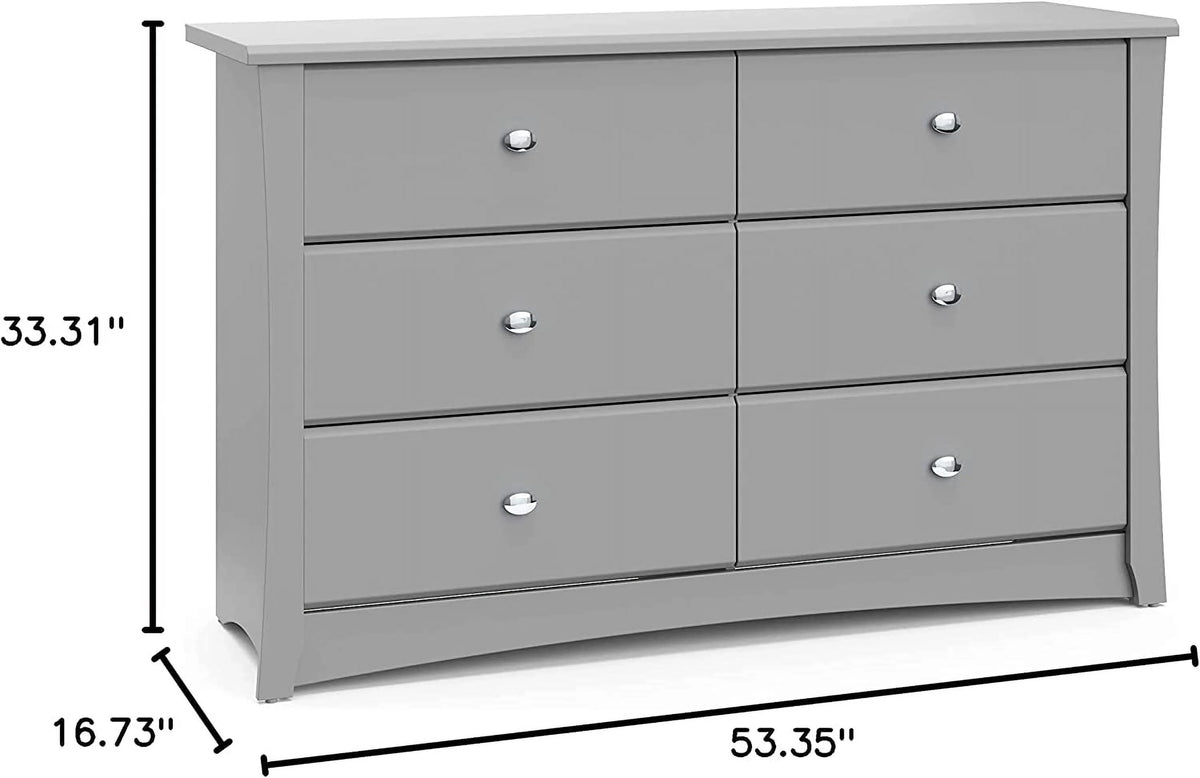 White 6 Drawer Double Dresser S809