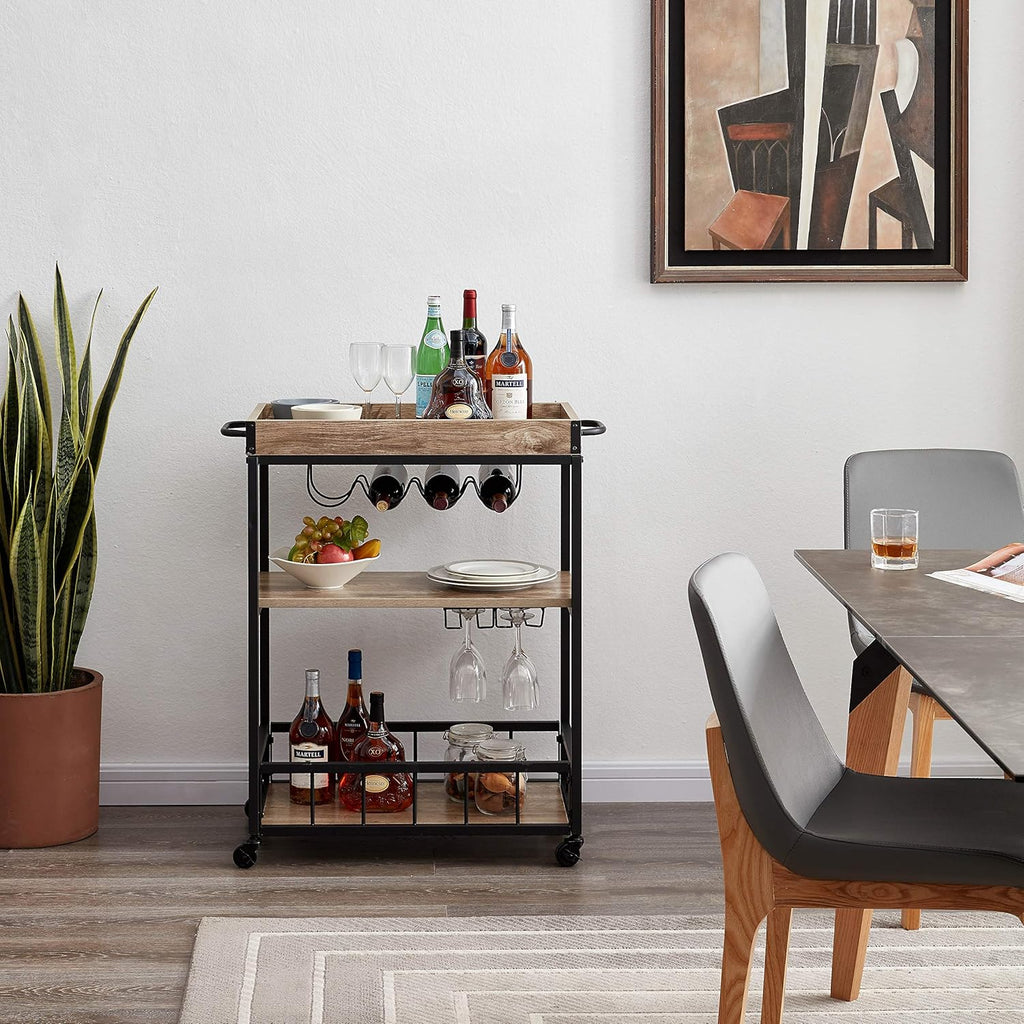 Bar Serving Cart Wood Metal Serving Trolley Z11071