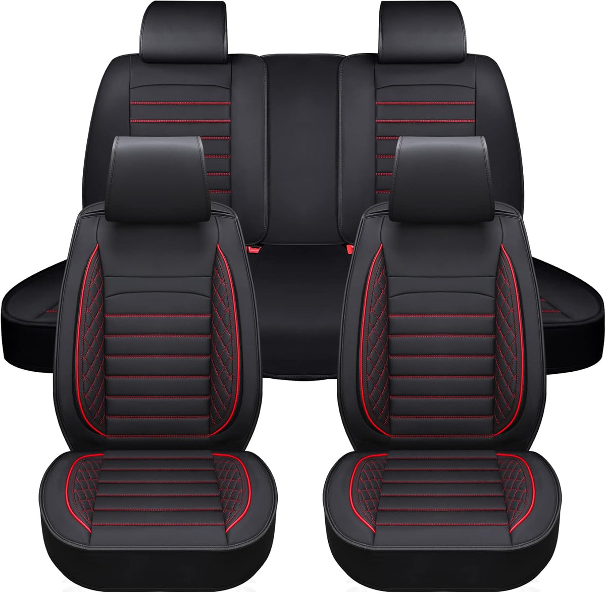 Black Leather Car Seat Covers 2Pcs T178828