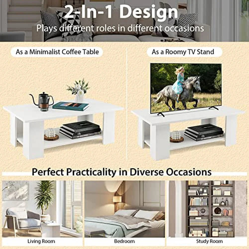 White Coffee Table with Storage U144531