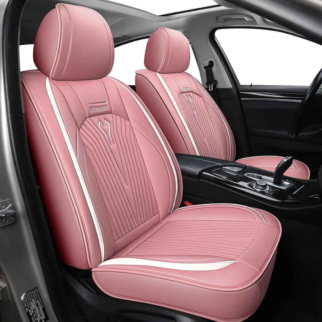Pink PU Leather Car Seat Covers Full Set G840930