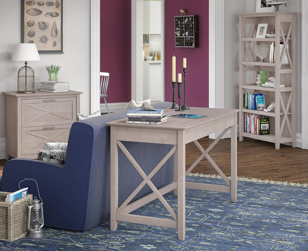 54W Computer Desk with Storage, 2 Drawer File Cabinet and 5 Shelf Bookcase H41009