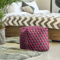Cube Ottoman Nautical Blue New Century Silver Red F4029