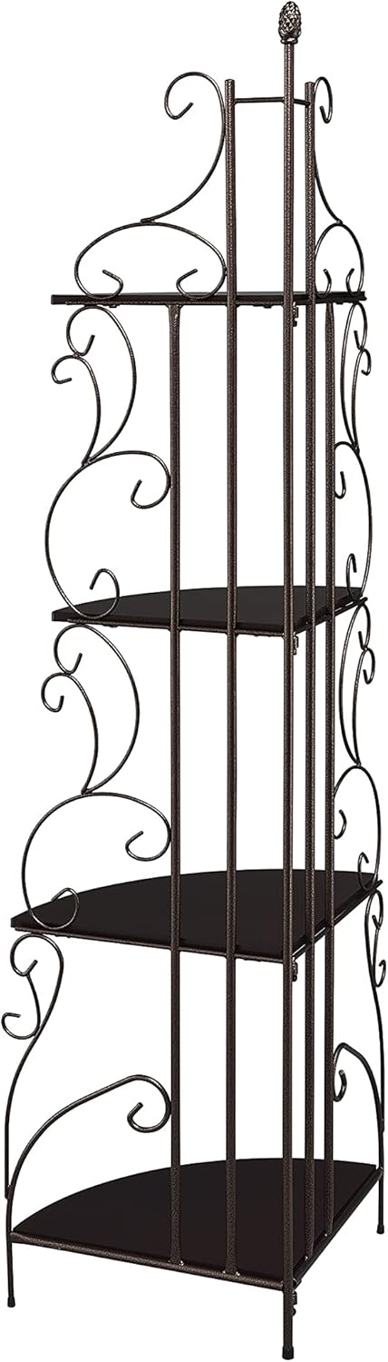 4-Shelf Corner Bookcase Cappuccino and Copper Y427