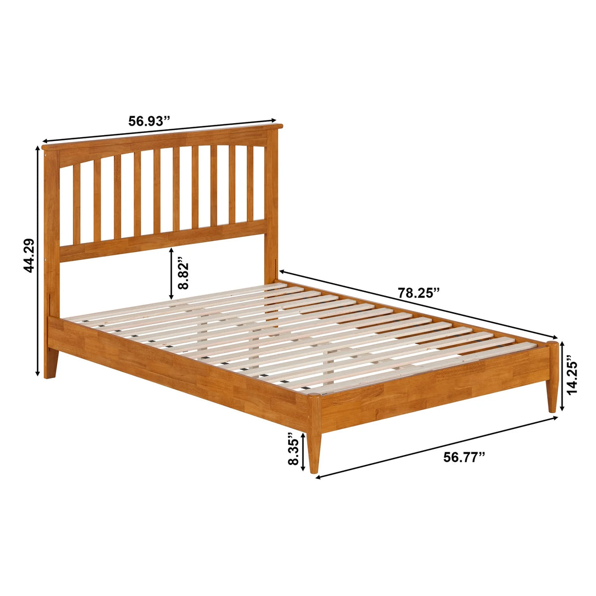 Solid Wood Low Profile Platform Bed E484179