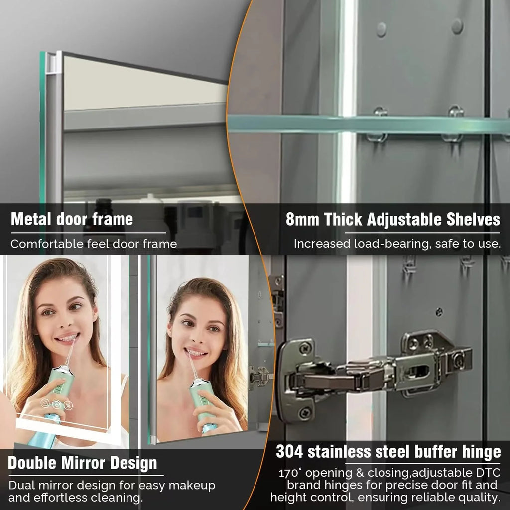 20 x 26 Inch Led Medicine Cabinet with Mirror D7903