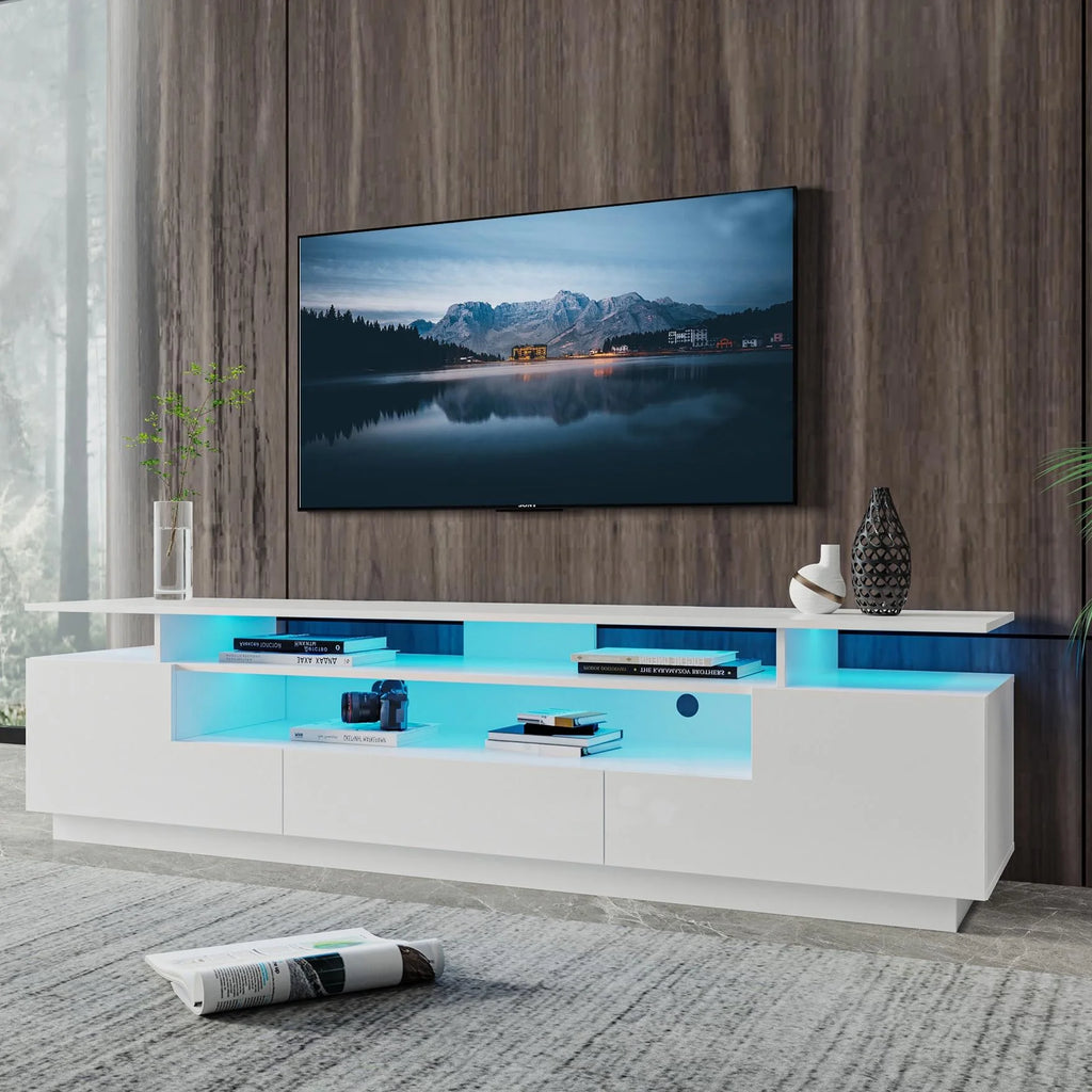 White 3-Tier TV Stand with Storage F233