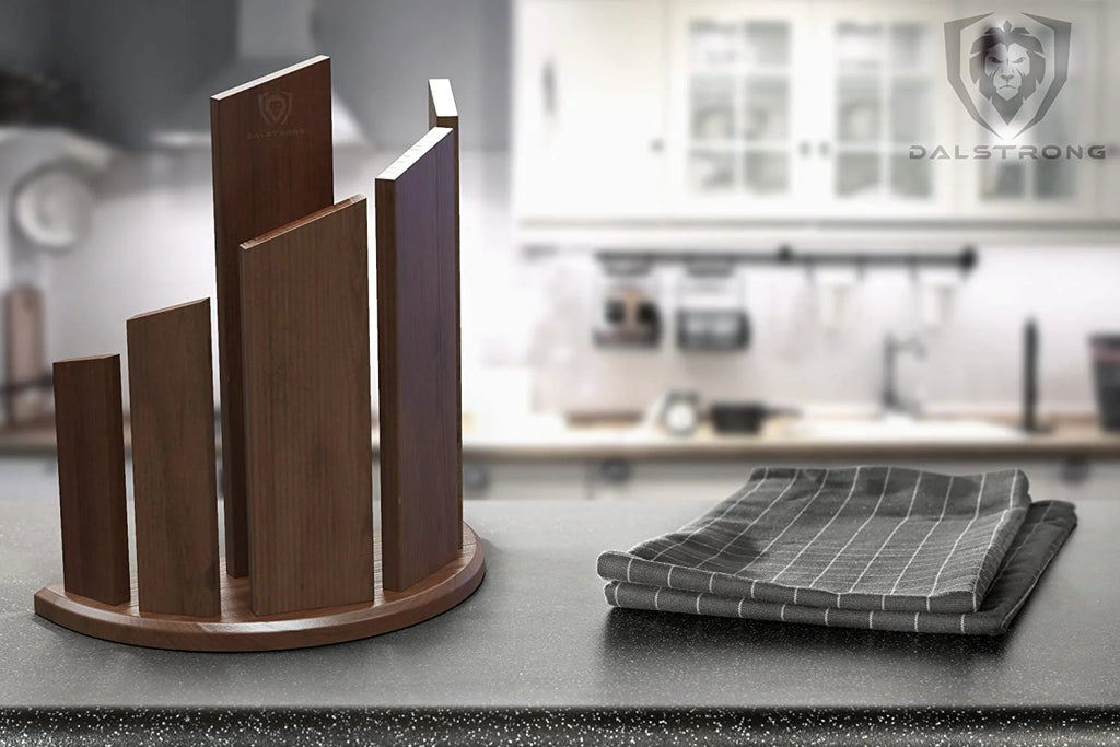 Magnetic Double-Sided Walnut Knife Block P4361