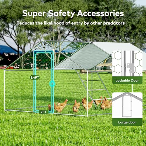 Large Metal Chicken Coop with Waterproof Cover Q137042