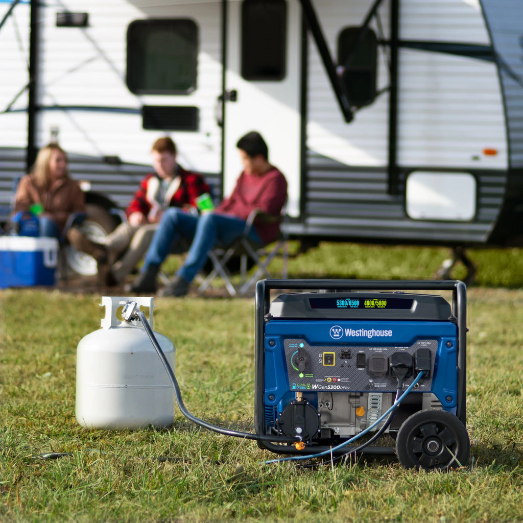 6500 Peak Watt Dual Fuel Portable Generator with CO Sensor and Wheel Kit D5232