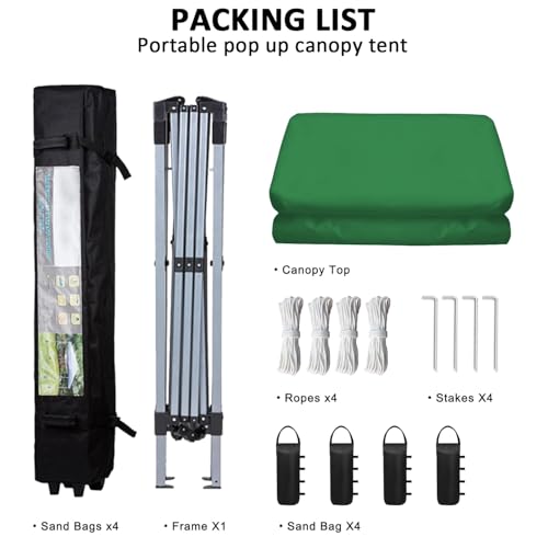 10x10 Pop Up Canopy Tent Waterproof with Wheeled Bag and 4 Sandbags Y3877