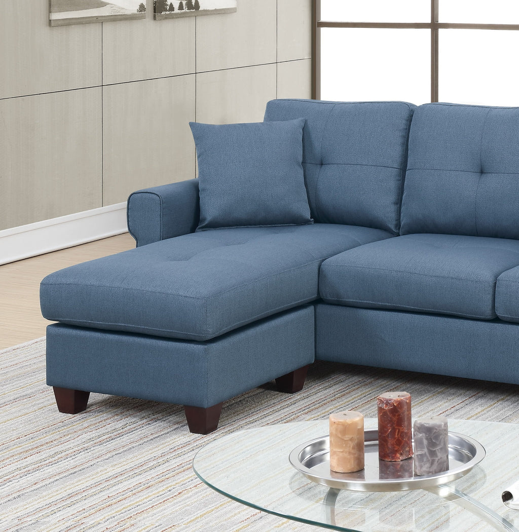 Blue Reversible Sectional Sofa Chaise G3447