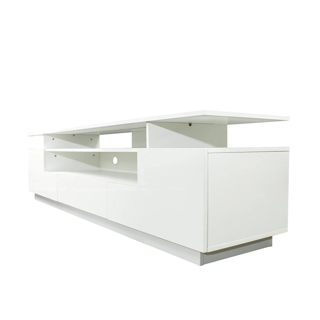 White 3-Tier TV Stand with Storage F233