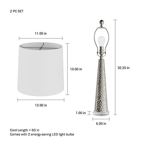 Set of 2 Hammered Glass Table Lamps with LED Bulbs Y647
