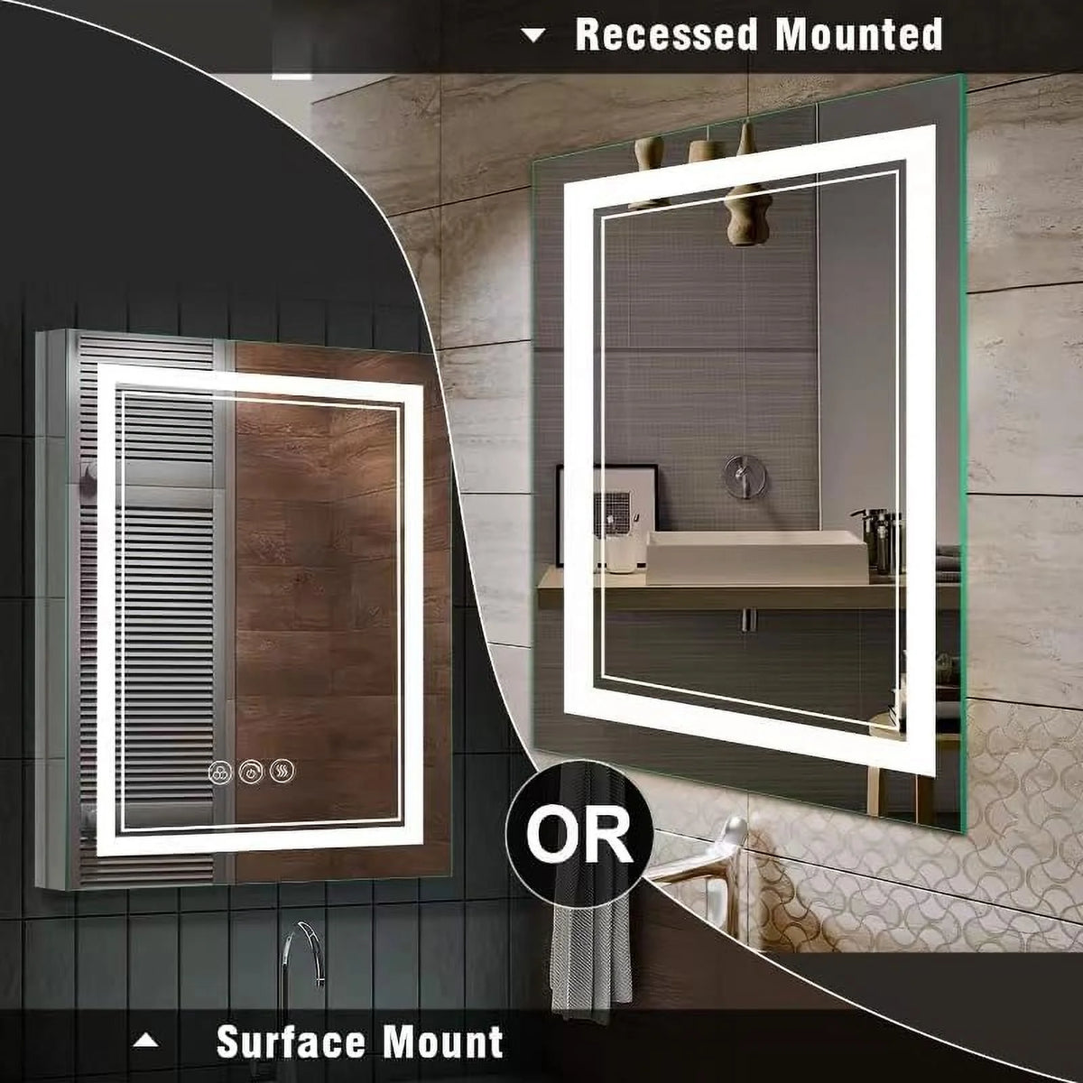 20 x 26 Inch Led Medicine Cabinet with Mirror D7903