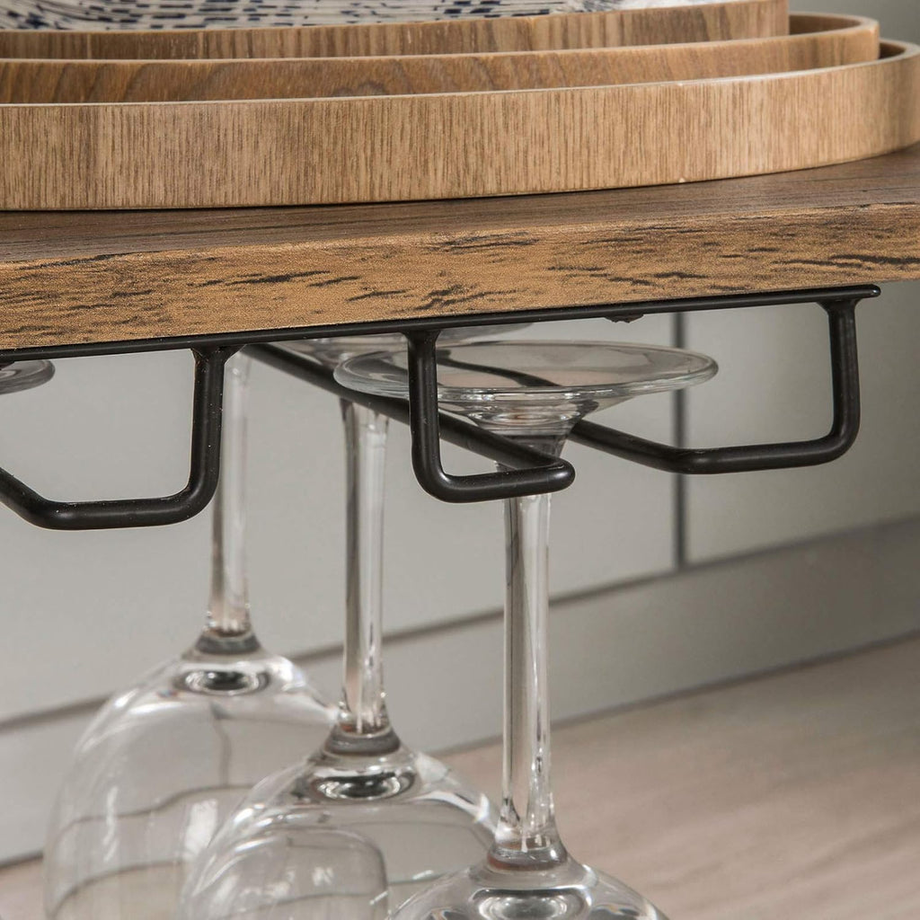 Brown Wood Metal Serving Cart S295
