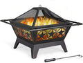 32in Metal Square Wood Burning Fire Pit D76137