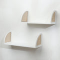 White Set of 2 Rattan Wood Wall Shelf P206