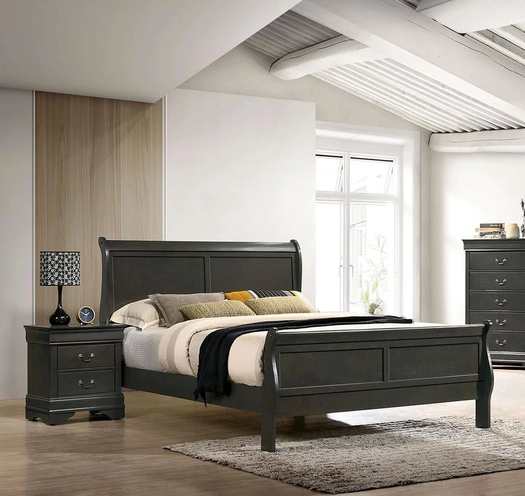 Gray Solid Wood King Bedroom Set 6pcs Y5830
